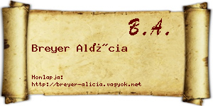 Breyer Alícia névjegykártya